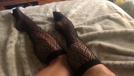 Lace Knee High Stockings Bed