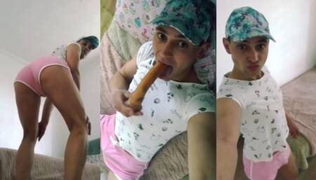 Femboy Sissy, Baby Boy Playing with a Dildo