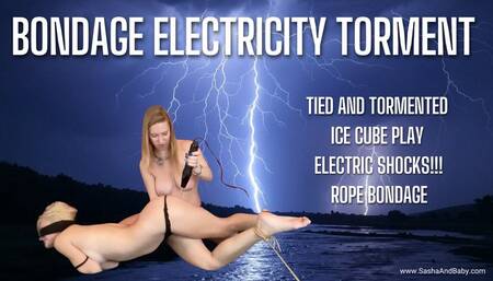 ROPE BONDAGE Electricity Torment with Ice Cubes and Violet Wand