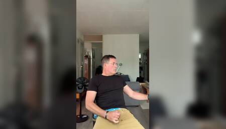 Jerking off at Home, I Cum on My Jeans, Sagging in My Ae Boxers