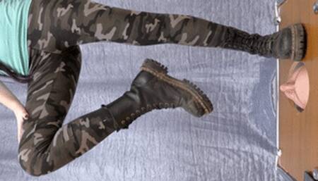 19 yo girl in military pants and Doc Martens shoes tramples my floor-face (part 2 of 5), flo060x 1080p