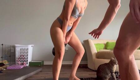 Instagram model doing kettlebell swings in underwear