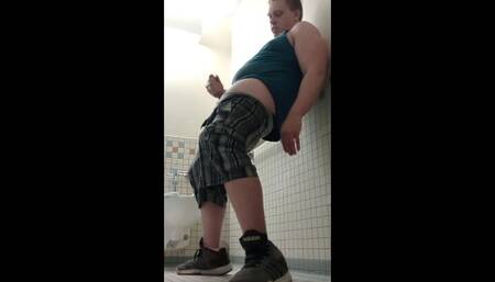 horny blonde boy edges in male bathroom at work and nuts a huge load all over the floor!