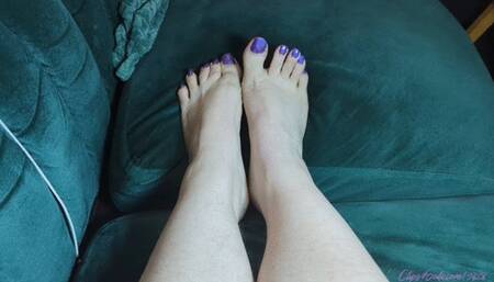 Purple Holographic Toenails