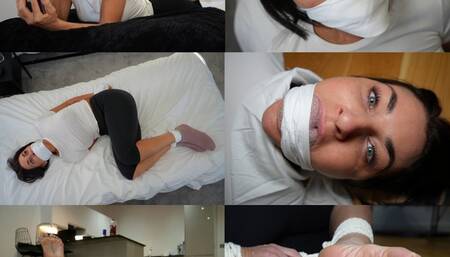 Yoga class cancelled, sarah wild multi bound and gagged in her yoga gear (mp4)