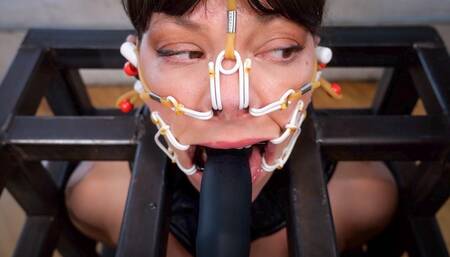 Caged Fuck Doll - KissMeDedlyDoll and Elise Graves - Naked and caged with all her available holes stuffed and fucked, Doll makes a good Fuck Doll