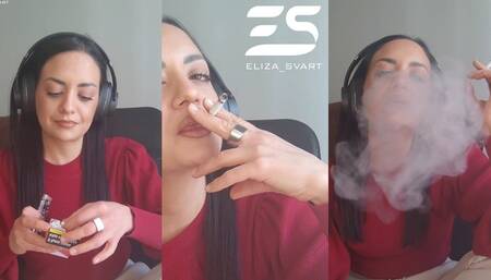 Smoking while listening to music with headphones