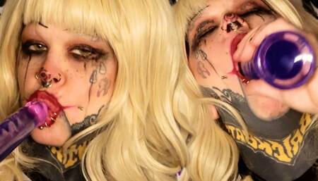 Goth Clown vs Alien Dildo Sloppy Blowjob