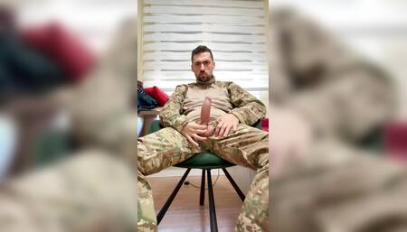 HOT MILITARY JERKING OFF HIS COCK WITH POCKET PUSSY CUMING LIKE CRAZY