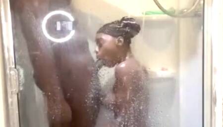 Snaeaking in My Ebony Stepsisters Shower
