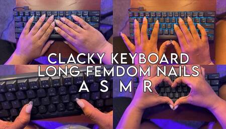 Long manicured nails typing on clacky keyboard femdom ASMR