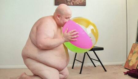 Inflatable Beach Ball - Blowing Up, Trying To Pop It and Bonus Hula Hooping *MP4*