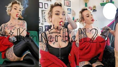 Head shave with a cigar soon turns naughty giving my hairdresser the best smokey BJ! - Kinkerbell23