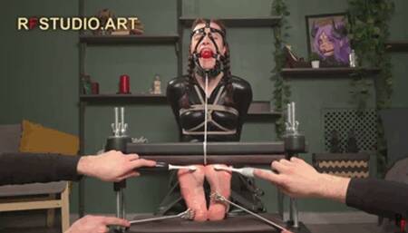 Dark Ariel - A Tickle Toy - Tickling in a Catsuit, Toe Press, Ballgag and Nosehook (FULL HD MP4)