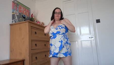 Dancing Striptease in blue and white playsuit