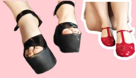 Molly Dolly and her big feets on sandals and platforms