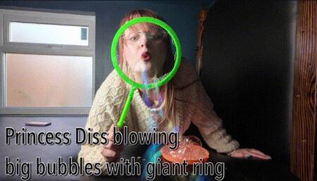 Princess Diss blowing big bubbles with giant ring