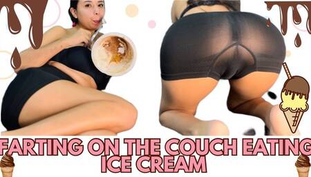 Farting on the couch eating ice cream