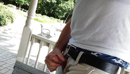Beating off by the water in my wife beater and boxers