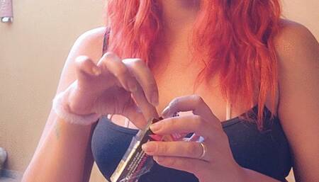 Smoking free hands - cigarette only between my red lips