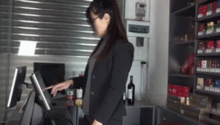 Mature goddess playing with slaves, licking stockings feet!