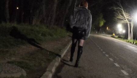 crossdresse exhibition in the woods