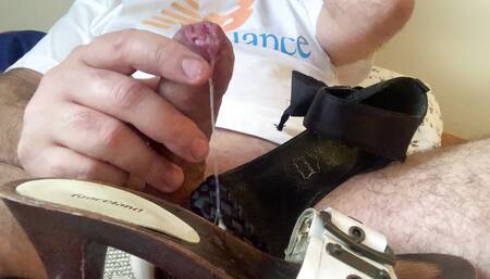 A huge dose of sperm on the smelliest sandals