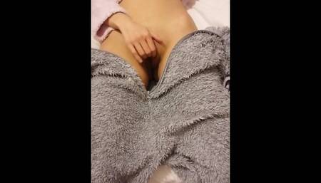 Warm winter clit play until orgasm - muscle spasms due to orgasm