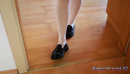 White Overknees & Nylon Play in Loafers – Subtle Sock Layering Fun