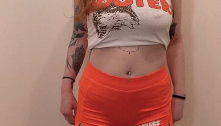 Hooters Girl Belly Button Ring Try On