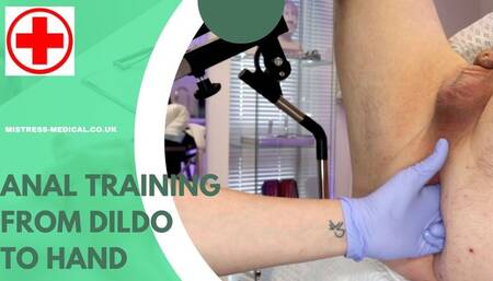 Anal training from dildo to hand