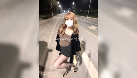Pseudo-Niang Ah Qi "YSL Black Silk Girl Highway Exposed"