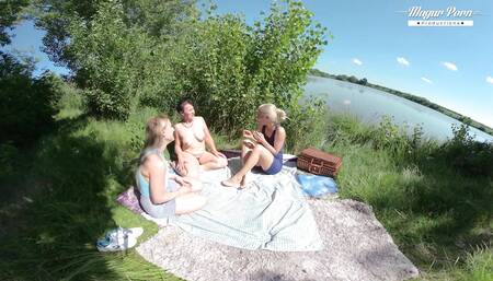 Nesty, Sissy & Diane Chrystall Outdoor Orgy With Escaped Prisoner