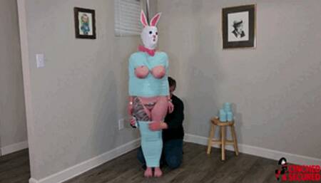 Creepster Bunny stripped, shackled, mummified and clamped (WMV Format)