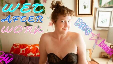 Wet After Work: Babs squirts in her pantyhose