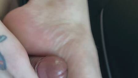 Bbw sexy white toes and soles stroking my dick