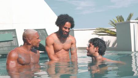 Guys Get It Own At The Private Rooftop Pool