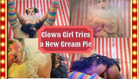 Clown Girl Tries A New Cream Pie