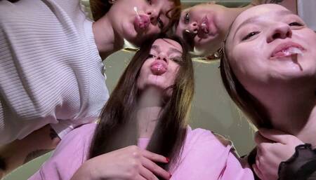 POV Quadruple Spit Humiliation by Kira, Sofi, Dorimills, Vetta (MP4 HD 1080p)