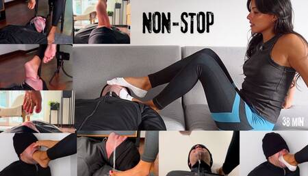 Foot gagging and mouth fucking with socks and barefoot - Mistress Enola - Deep feet training session non-stop (4K)