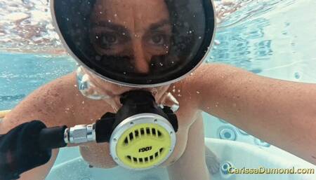 Masturbation in the hot tub with scuba gear with orgasmic momentary blackout!