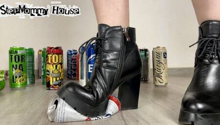 Stepmommy Giantess Crushes Shoe Soles the Bottle - High Heels Domination, Shrinking object, Trampling boot, Asmr
