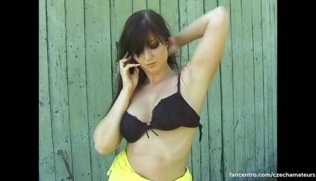 She masturbated next to the garden house