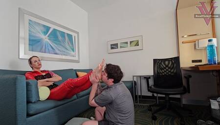 Lick clean, massage, and worship: Femdom, Foot Slave Training, Foot Worship- 1080p