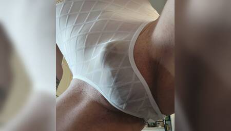 Men in Lingerie Panties Jerking Cock Sexy Lace Bra and Panties