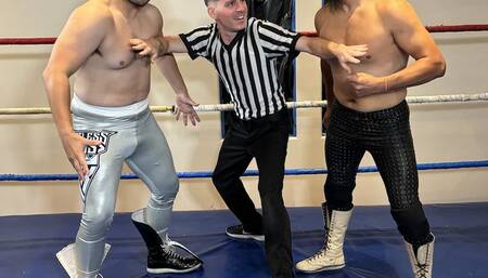 Two-on-One Men's Wrestling Match: Tom & Jerry v Referee Charlie