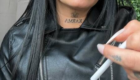 Leather jacket and glossy lips