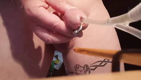 catheter 7mm and ballpoint pen 8mm inside  with masturbation cum ejac