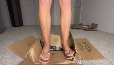 Stomping & Crushing Boxes in Flip Flops