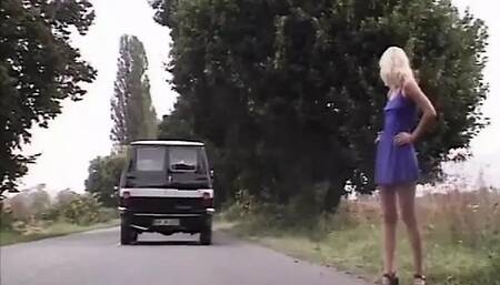 Horny Blonde Woman Gets Fucked Really Horny Outdoors in the Car - Horny Shaved Pussy